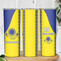 Custom Kazakhstan Football Skinny Tumbler Go The Hawks - Wonder Print Shop
