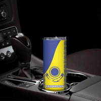 Custom Kazakhstan Football Skinny Tumbler Go The Hawks - Wonder Print Shop