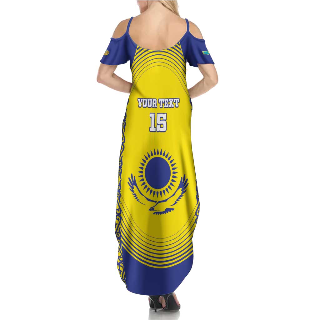 Custom Kazakhstan Football Summer Maxi Dress Go The Hawks - Wonder Print Shop