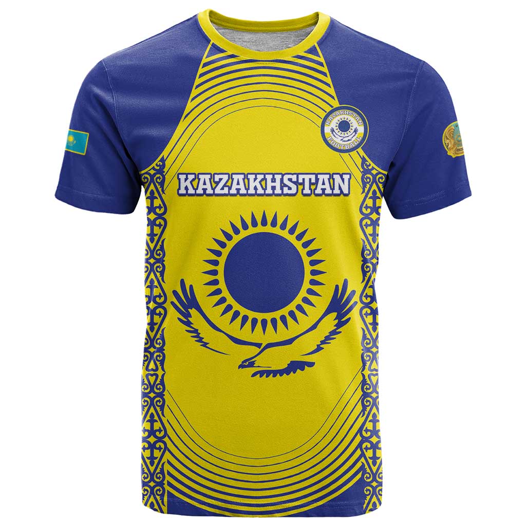 Custom Kazakhstan Football T Shirt Go The Hawks - Wonder Print Shop