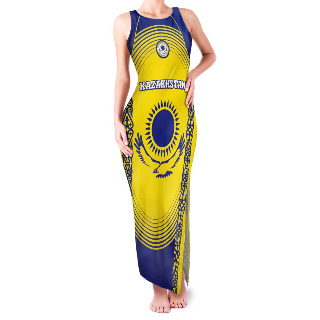Custom Kazakhstan Football Tank Maxi Dress Go The Hawks - Wonder Print Shop