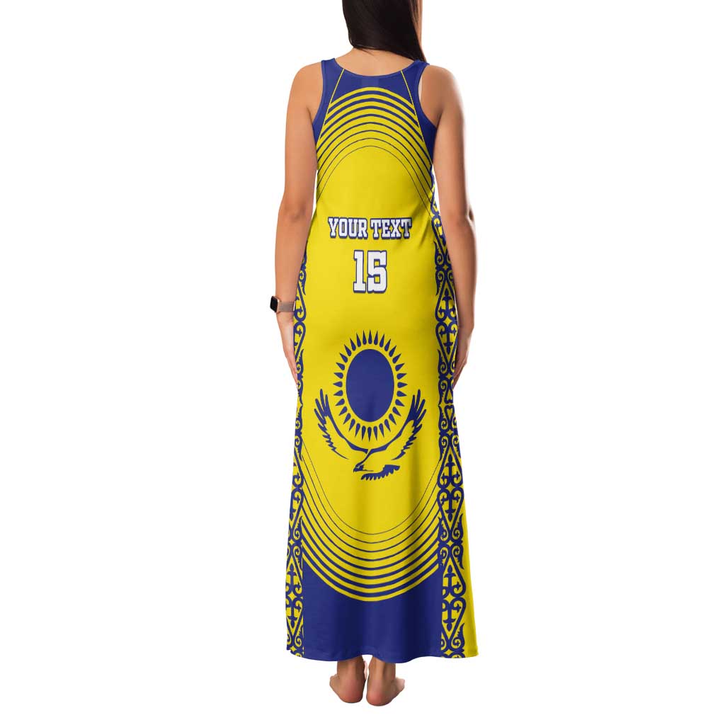 Custom Kazakhstan Football Tank Maxi Dress Go The Hawks - Wonder Print Shop
