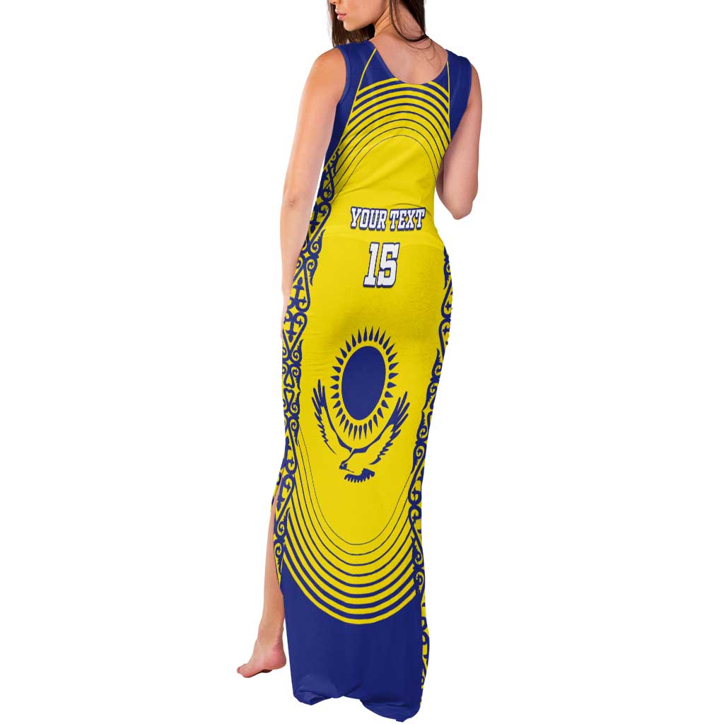 Custom Kazakhstan Football Tank Maxi Dress Go The Hawks - Wonder Print Shop