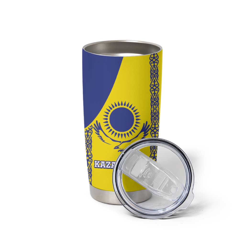 Custom Kazakhstan Football Tumbler Cup Go The Hawks - Wonder Print Shop
