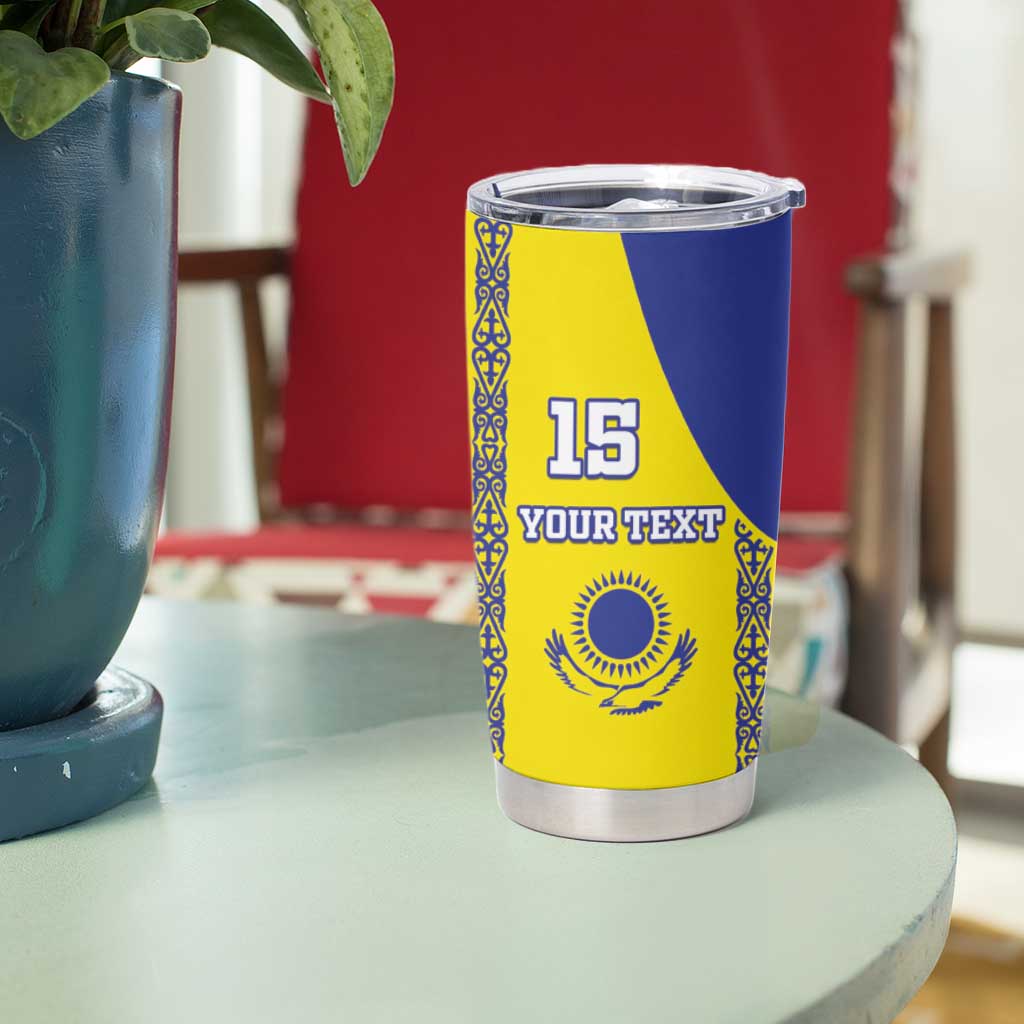 Custom Kazakhstan Football Tumbler Cup Go The Hawks - Wonder Print Shop