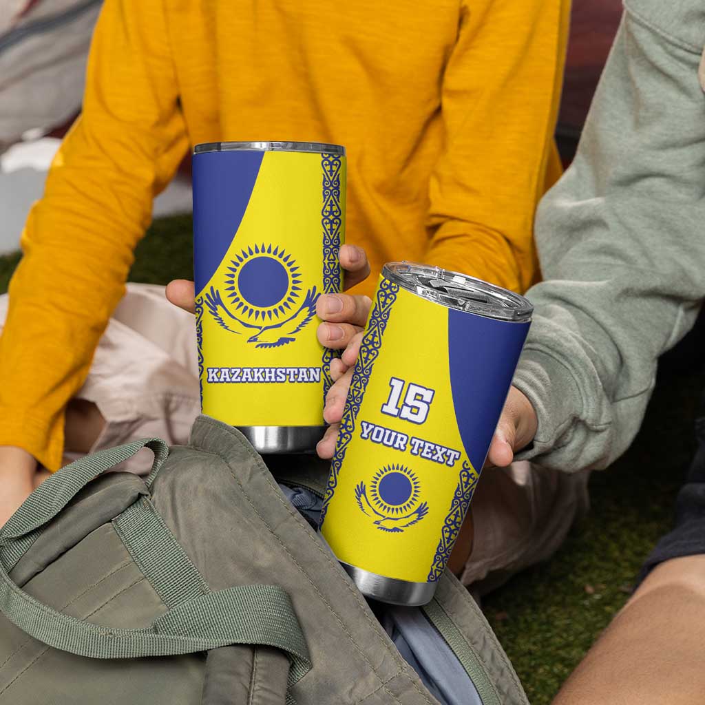 Custom Kazakhstan Football Tumbler Cup Go The Hawks - Wonder Print Shop