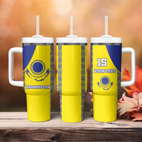 Custom Kazakhstan Football Tumbler With Handle Go The Hawks - Wonder Print Shop