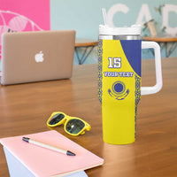 Custom Kazakhstan Football Tumbler With Handle Go The Hawks - Wonder Print Shop