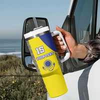 Custom Kazakhstan Football Tumbler With Handle Go The Hawks - Wonder Print Shop