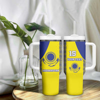 Custom Kazakhstan Football Tumbler With Handle Go The Hawks - Wonder Print Shop