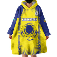 Custom Kazakhstan Football Wearable Blanket Hoodie Go The Hawks - Wonder Print Shop