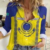 Custom Kazakhstan Football Women Casual Shirt Go The Hawks - Wonder Print Shop