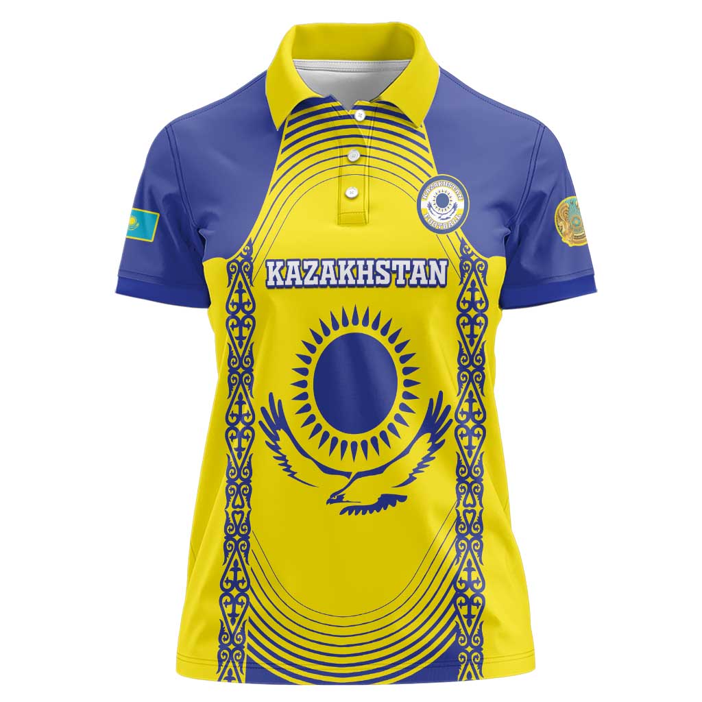 Custom Kazakhstan Football Women Polo Shirt Go The Hawks - Wonder Print Shop