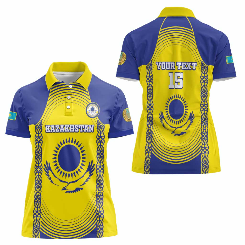 Custom Kazakhstan Football Women Polo Shirt Go The Hawks - Wonder Print Shop