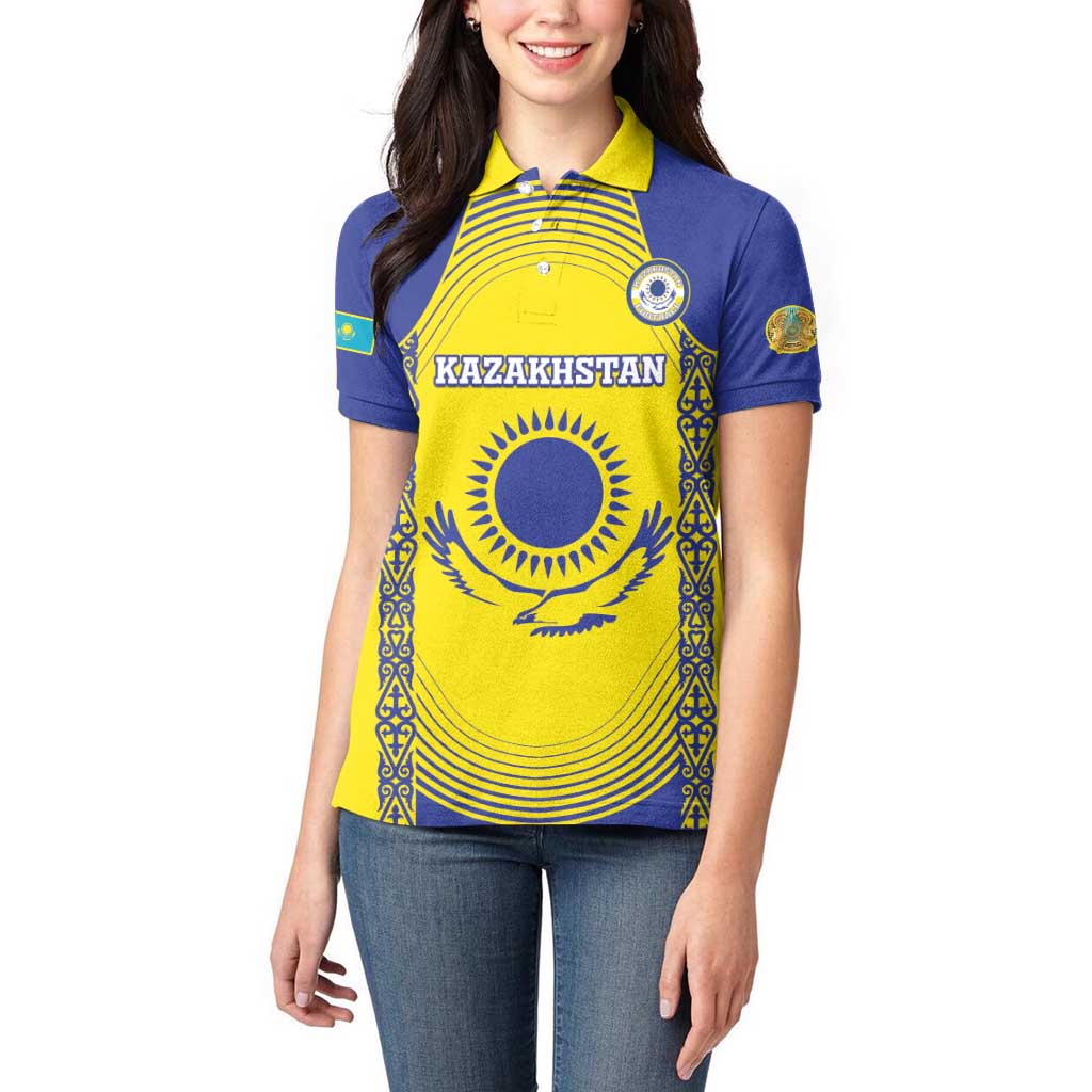 Custom Kazakhstan Football Women Polo Shirt Go The Hawks - Wonder Print Shop