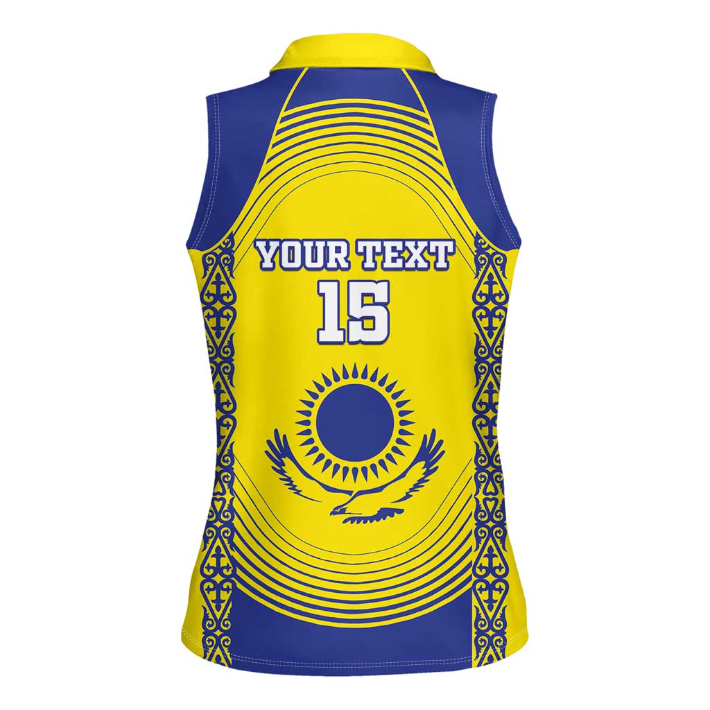 Custom Kazakhstan Football Women Sleeveless Polo Shirt Go The Hawks - Wonder Print Shop