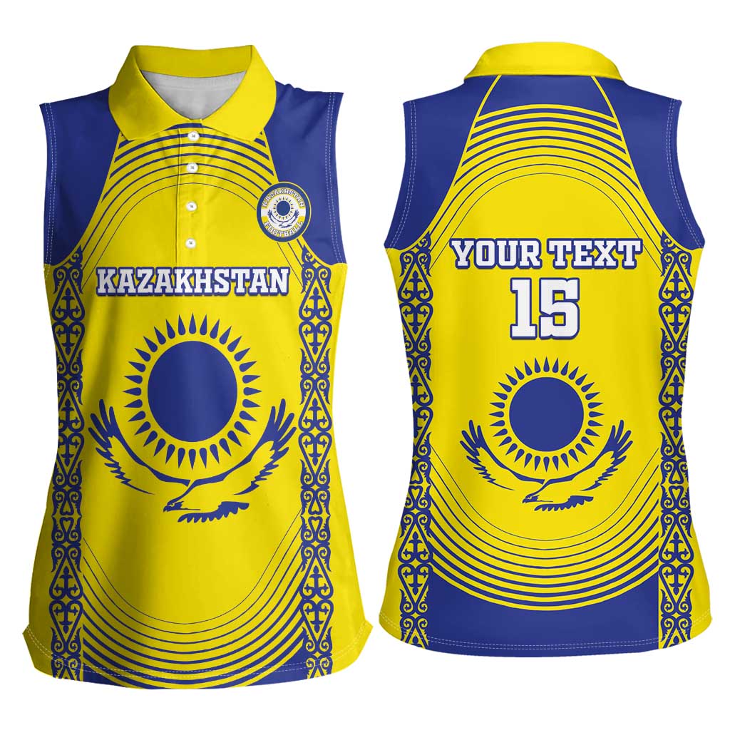 Custom Kazakhstan Football Women Sleeveless Polo Shirt Go The Hawks - Wonder Print Shop