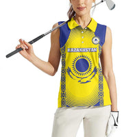 Custom Kazakhstan Football Women Sleeveless Polo Shirt Go The Hawks - Wonder Print Shop