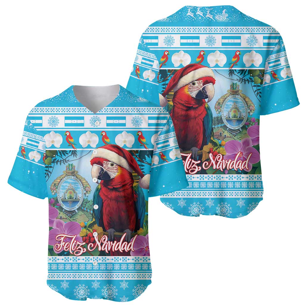 Honduras Christmas Baseball Jersey Scarlet Macaw With Feliz Navidad - Wonder Print Shop