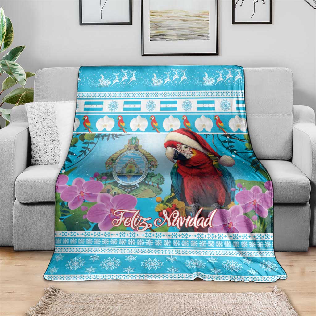 Honduras Christmas Blanket Scarlet Macaw With Feliz Navidad