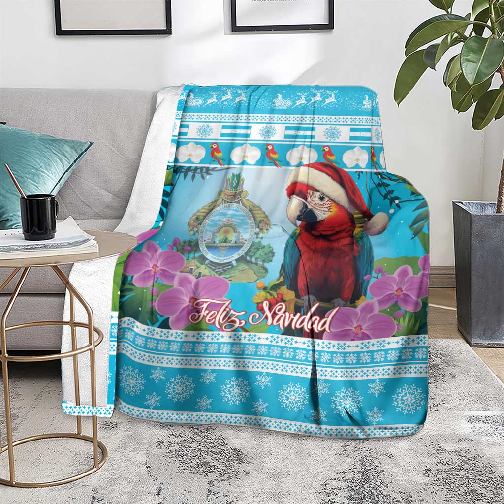 Honduras Christmas Blanket Scarlet Macaw With Feliz Navidad