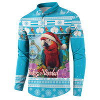 Honduras Christmas Button Sweatshirt Scarlet Macaw With Feliz Navidad - Wonder Print Shop