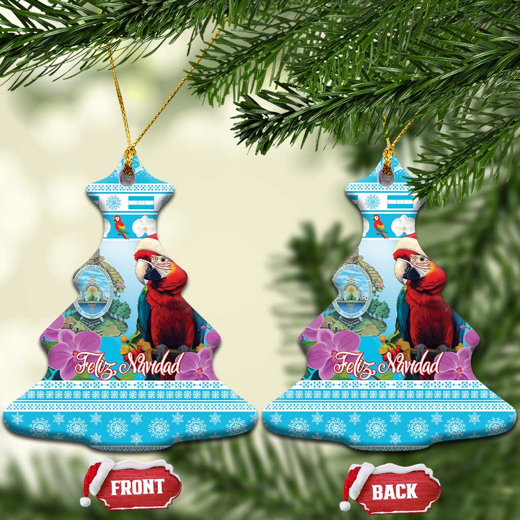 Honduras Christmas Ceramic Ornament Scarlet Macaw With Feliz Navidad - Wonder Print Shop