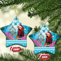 Honduras Christmas Ceramic Ornament Scarlet Macaw With Feliz Navidad - Wonder Print Shop