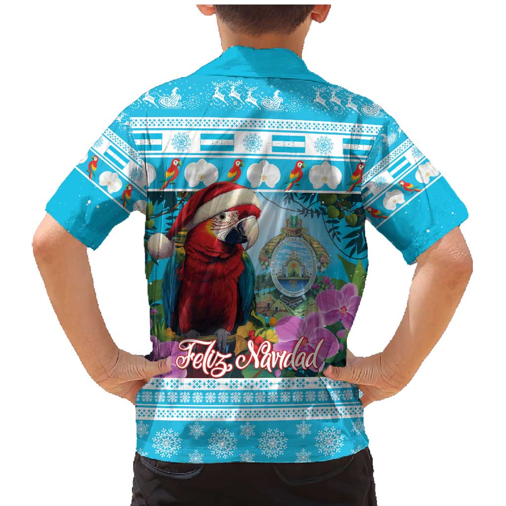 Honduras Christmas Family Matching Mermaid Dress and Hawaiian Shirt Scarlet Macaw With Feliz Navidad - Wonder Print Shop