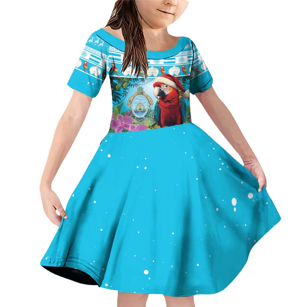 Honduras Christmas Family Matching Off Shoulder Short Dress and Hawaiian Shirt Scarlet Macaw With Feliz Navidad - Wonder Print Shop