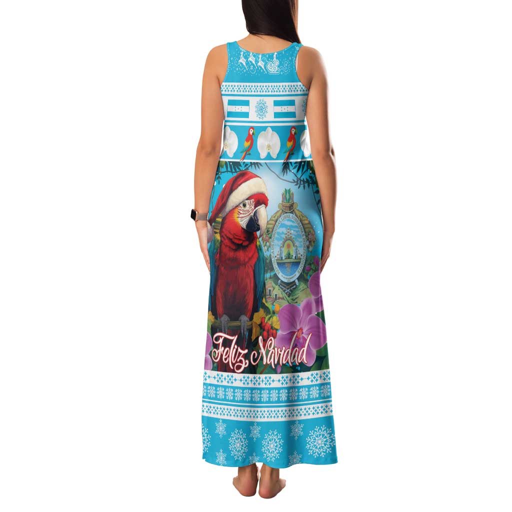 Honduras Christmas Family Matching Tank Maxi Dress and Hawaiian Shirt Scarlet Macaw With Feliz Navidad - Wonder Print Shop