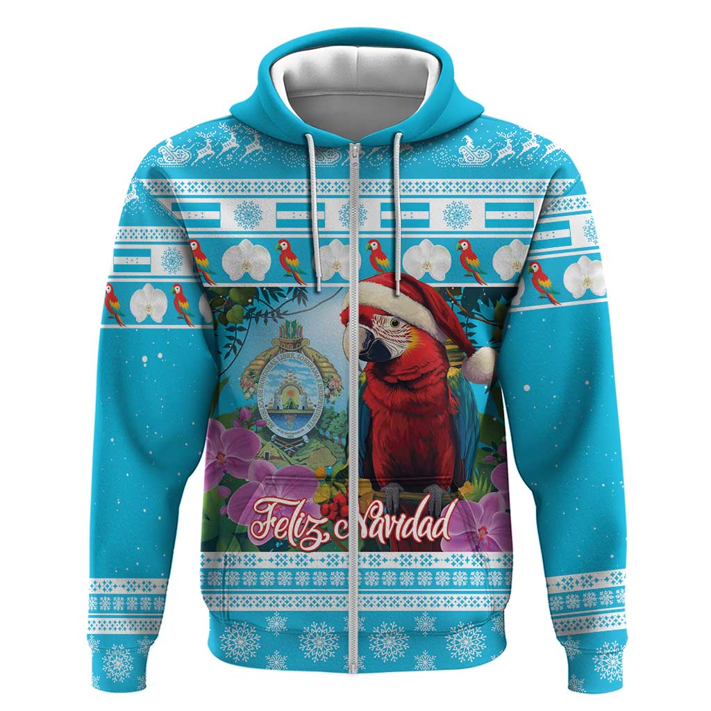 Honduras Christmas Hoodie Scarlet Macaw With Feliz Navidad - Wonder Print Shop