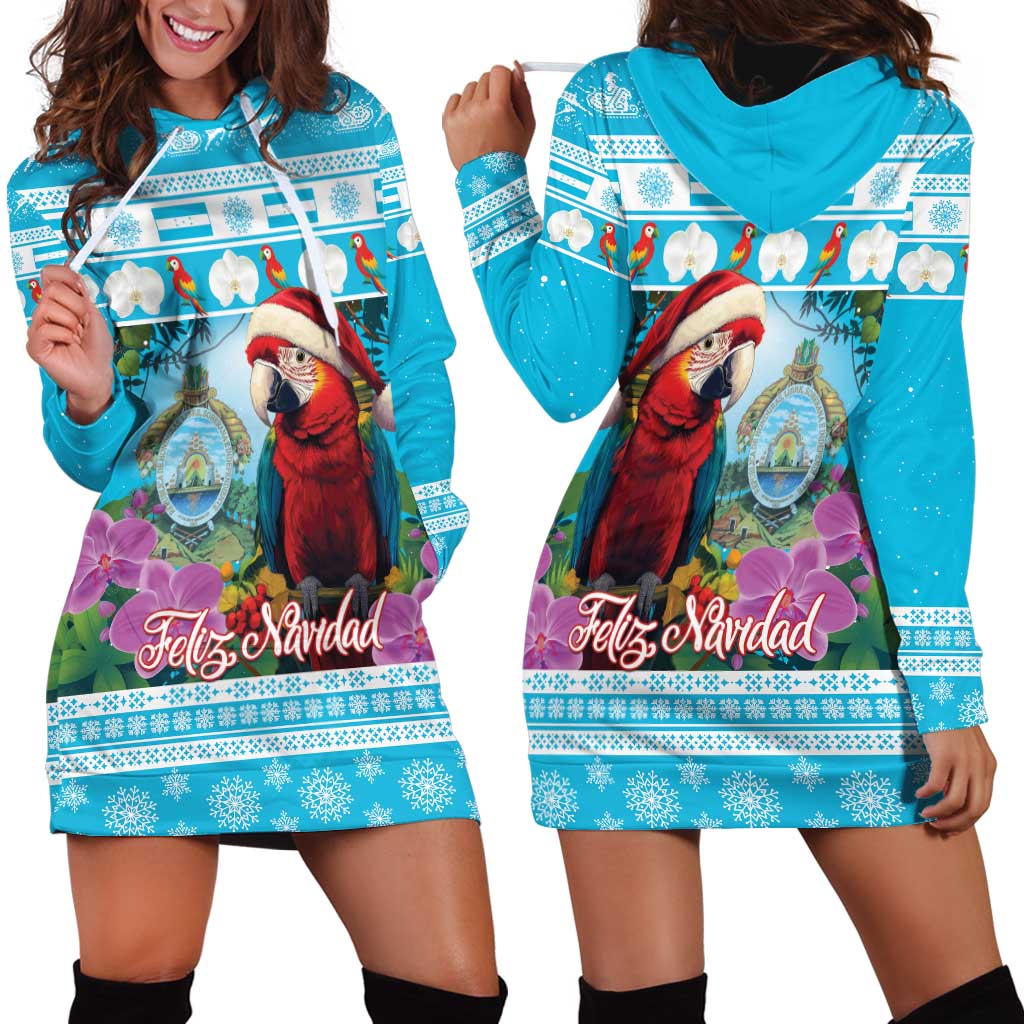 Honduras Christmas Hoodie Dress Scarlet Macaw With Feliz Navidad - Wonder Print Shop