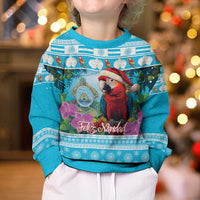 Honduras Christmas Kid Ugly Christmas Sweater Scarlet Macaw With Feliz Navidad - Wonder Print Shop