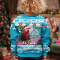 Honduras Christmas Kid Ugly Christmas Sweater Scarlet Macaw With Feliz Navidad - Wonder Print Shop