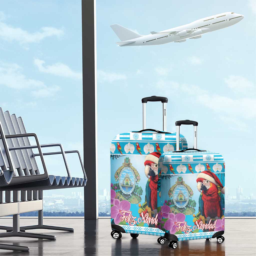 Honduras Christmas Luggage Cover Scarlet Macaw With Feliz Navidad - Wonder Print Shop