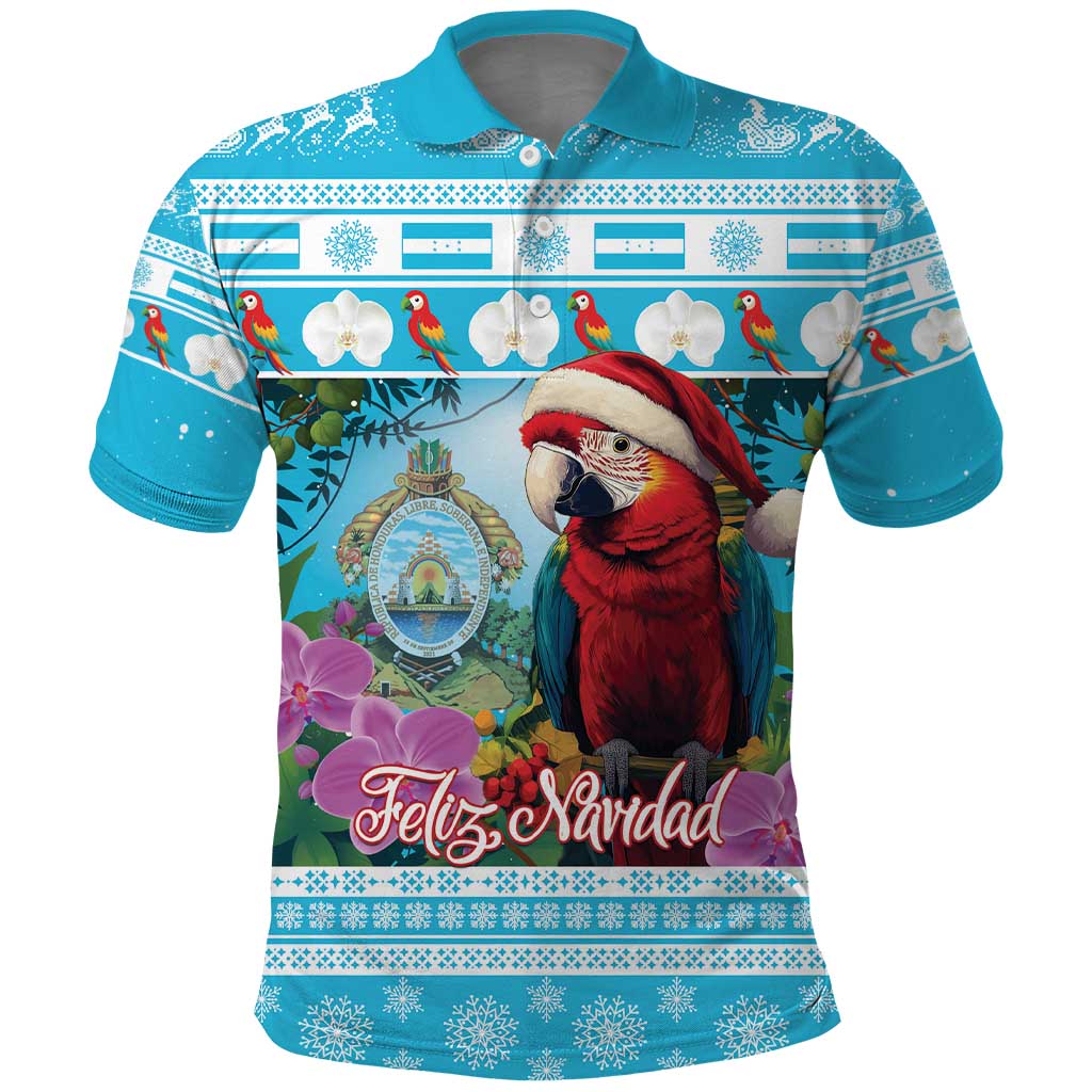 Honduras Christmas Polo Shirt Scarlet Macaw With Feliz Navidad - Wonder Print Shop