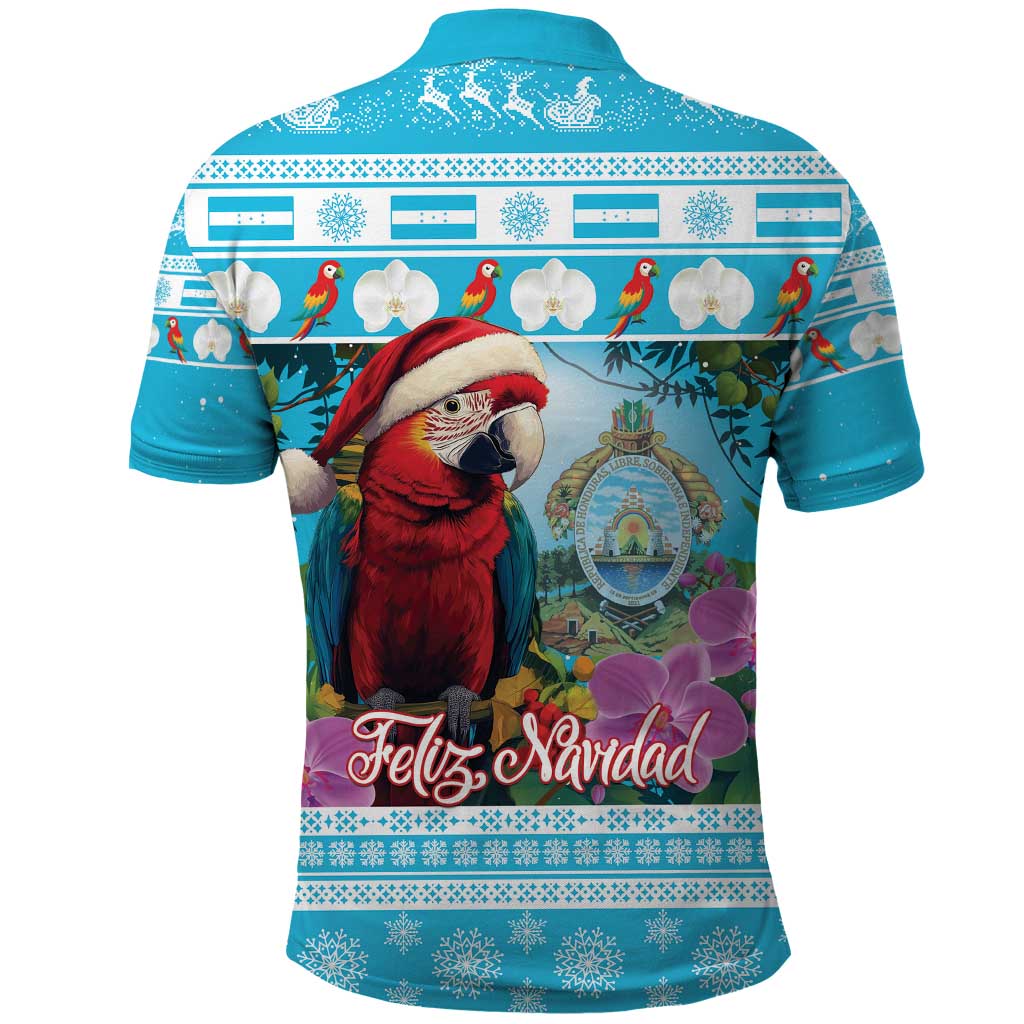 Honduras Christmas Polo Shirt Scarlet Macaw With Feliz Navidad - Wonder Print Shop