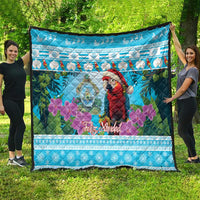 Honduras Christmas Quilt Scarlet Macaw With Feliz Navidad - Wonder Print Shop