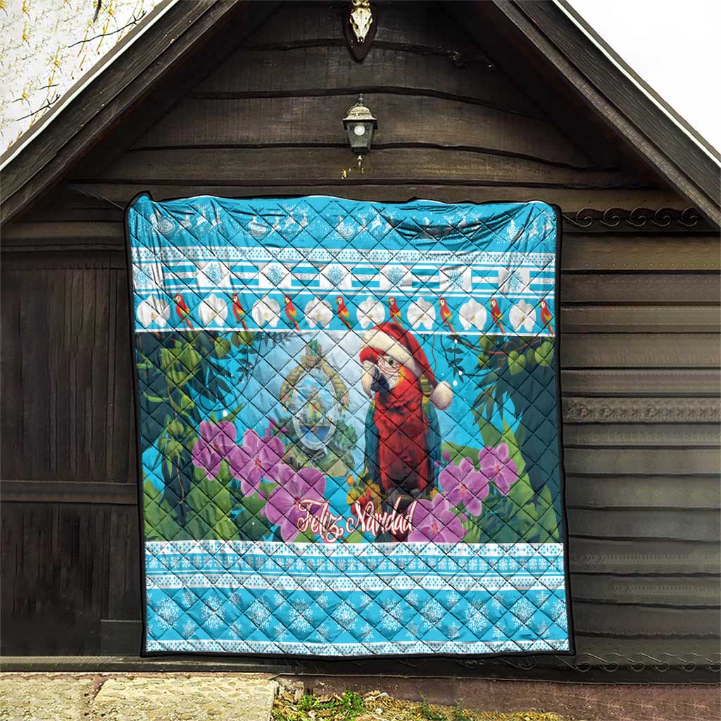 Honduras Christmas Quilt Scarlet Macaw With Feliz Navidad - Wonder Print Shop