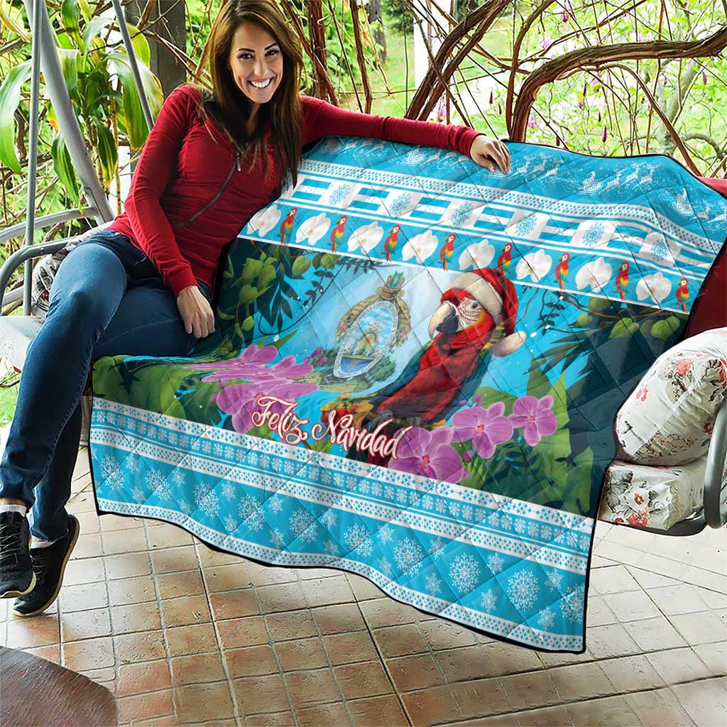Honduras Christmas Quilt Scarlet Macaw With Feliz Navidad - Wonder Print Shop