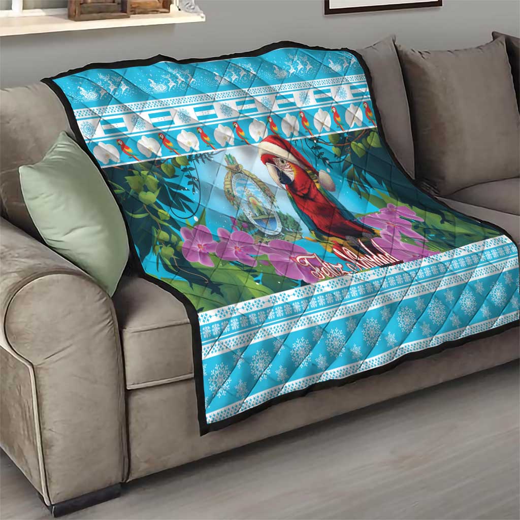 Honduras Christmas Quilt Scarlet Macaw With Feliz Navidad - Wonder Print Shop