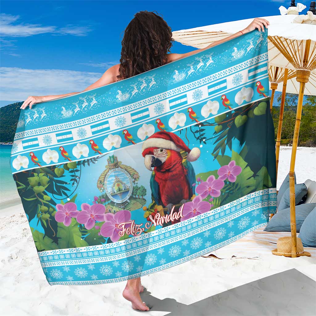 Honduras Christmas Sarong Scarlet Macaw With Feliz Navidad - Wonder Print Shop