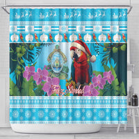 Honduras Christmas Shower Curtain Scarlet Macaw With Feliz Navidad