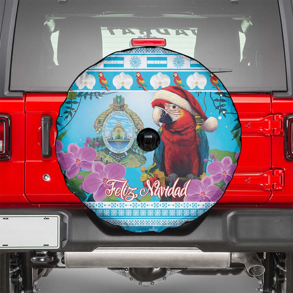 Honduras Christmas Spare Tire Cover Scarlet Macaw With Feliz Navidad - Wonder Print Shop