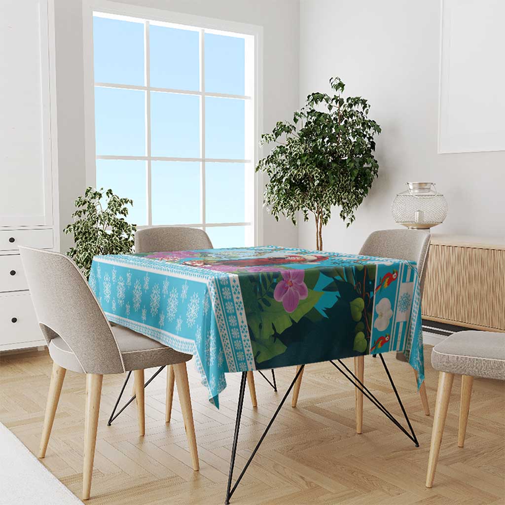 Honduras Christmas Tablecloth Scarlet Macaw With Feliz Navidad - Wonder Print Shop
