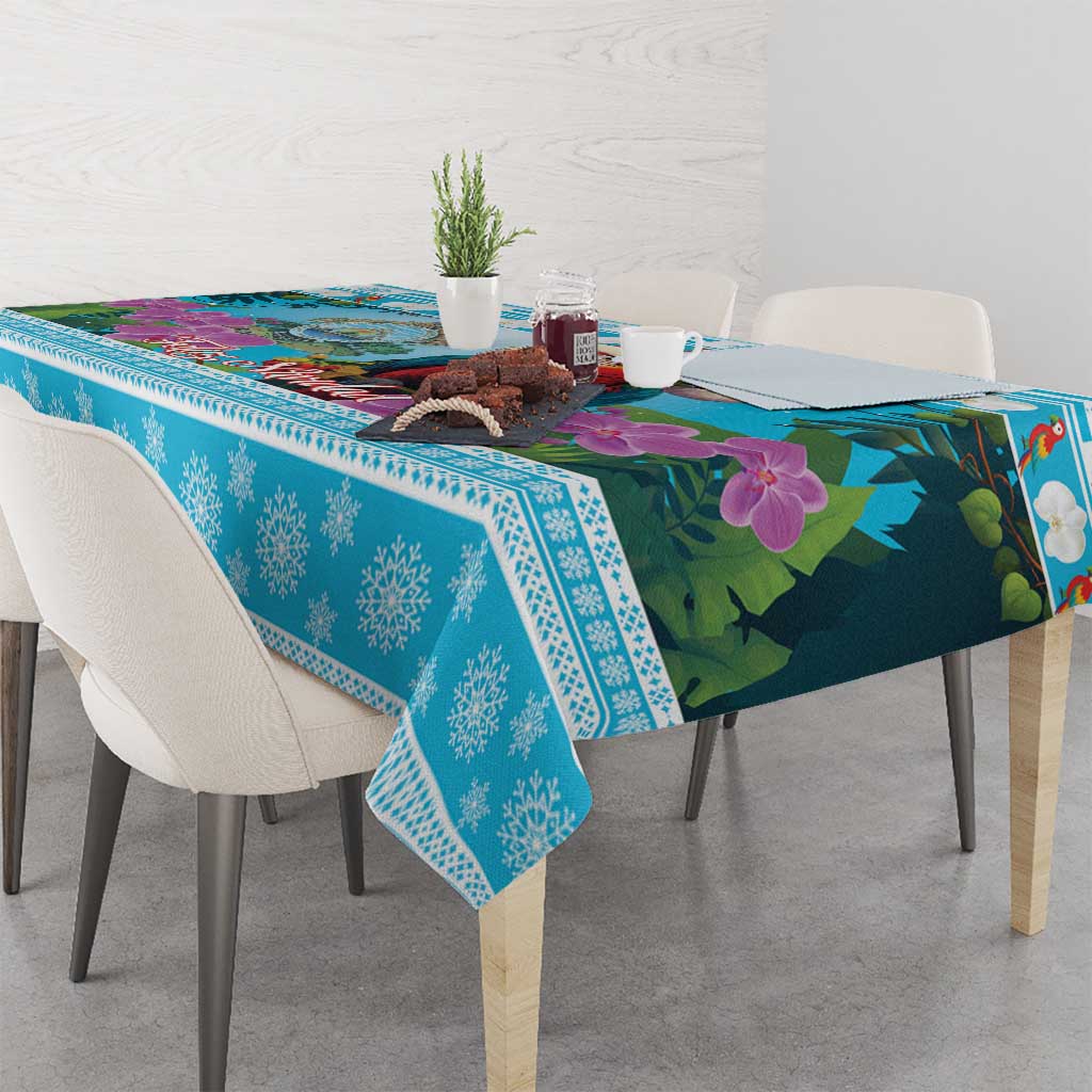 Honduras Christmas Tablecloth Scarlet Macaw With Feliz Navidad - Wonder Print Shop