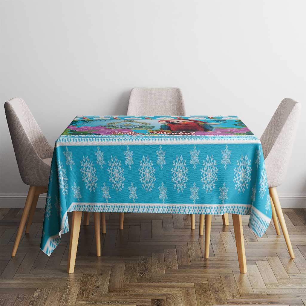Honduras Christmas Tablecloth Scarlet Macaw With Feliz Navidad - Wonder Print Shop
