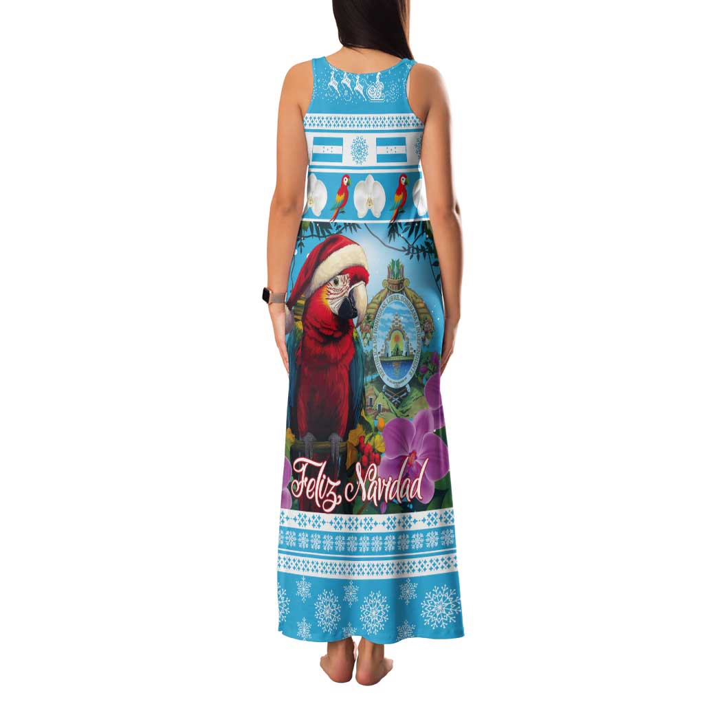 Honduras Christmas Tank Maxi Dress Scarlet Macaw With Feliz Navidad - Wonder Print Shop