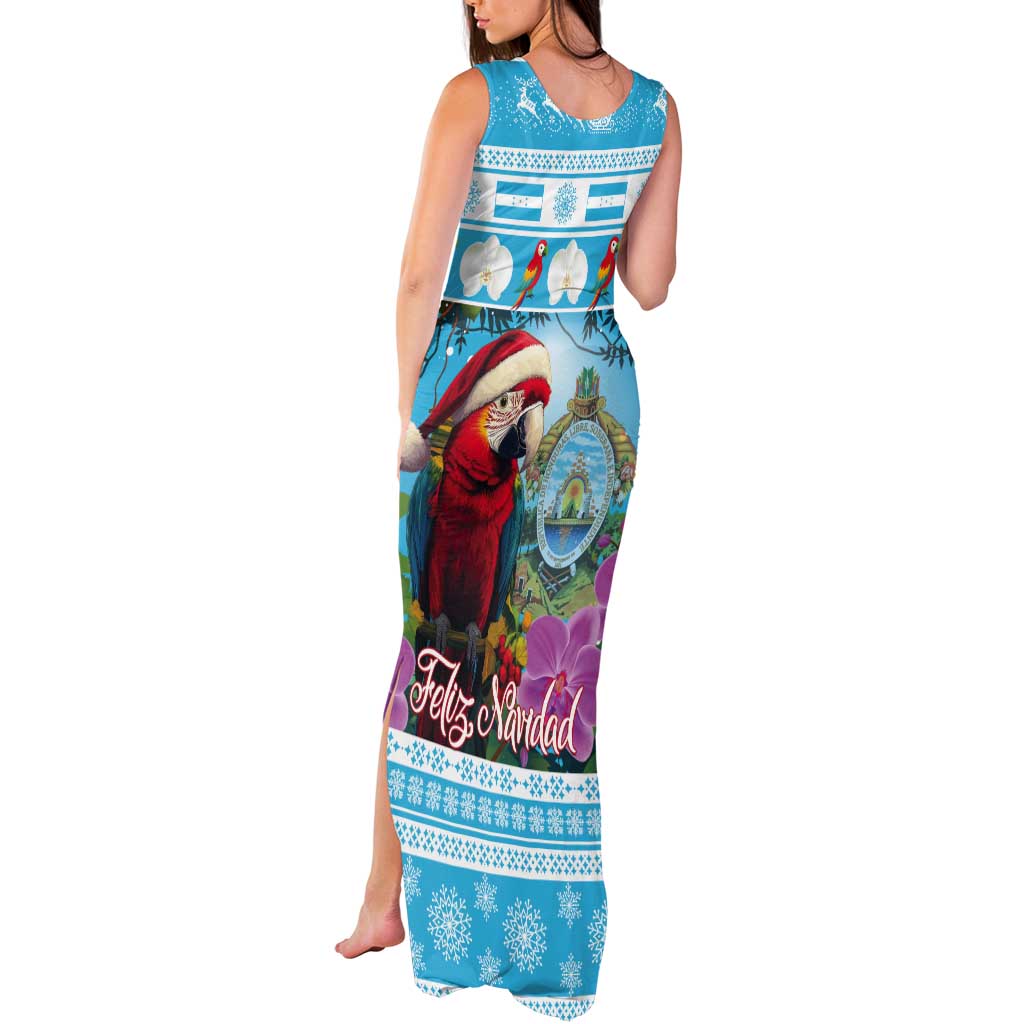 Honduras Christmas Tank Maxi Dress Scarlet Macaw With Feliz Navidad - Wonder Print Shop